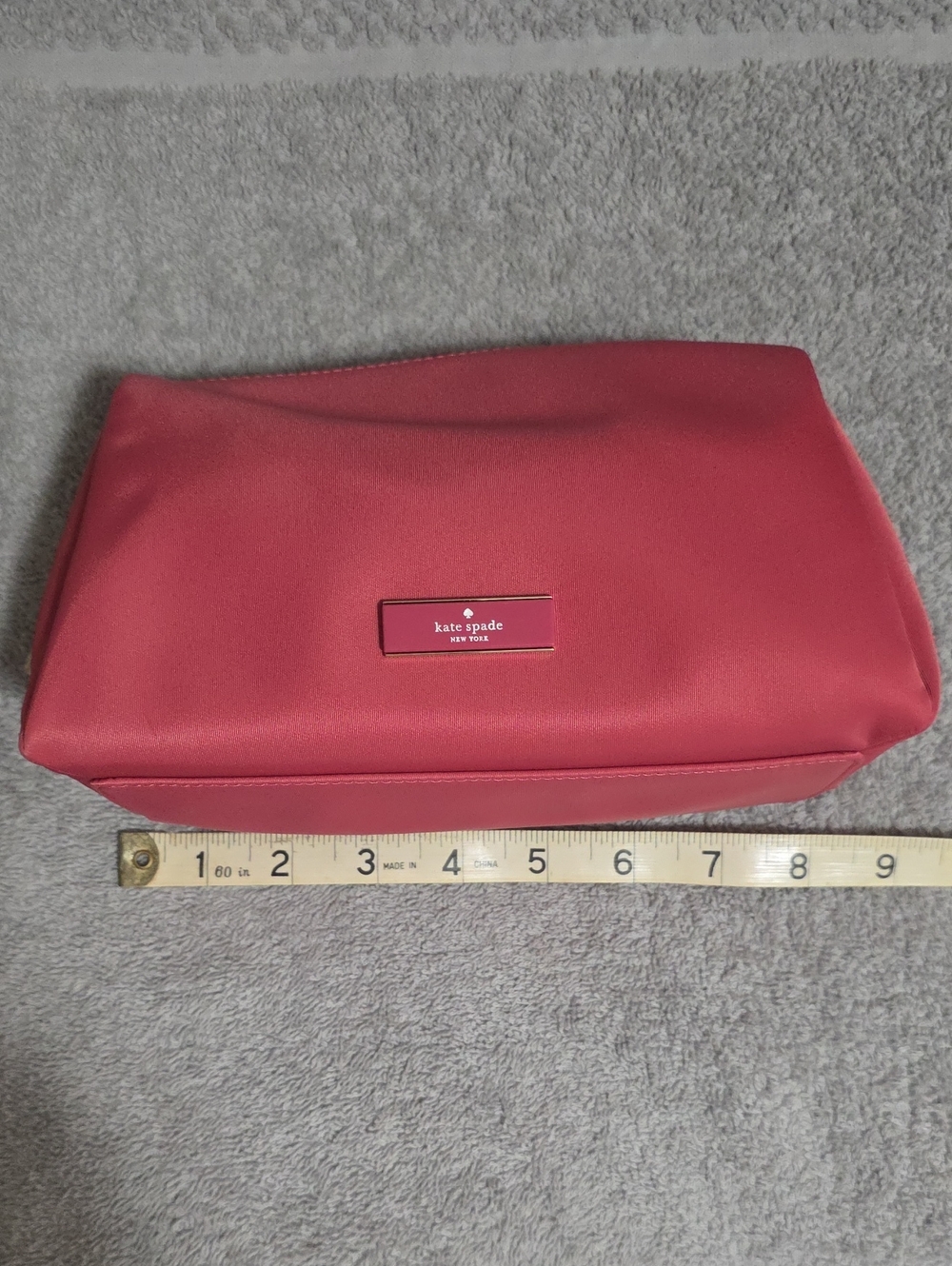 kate spade New York  Coral Pink Nylon Zip Cosmetic Pouch